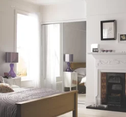 Spacepro Classic 2-Door Framed Sliding Mirror Wardrobe Doors White Frame Mirror Panel 1489 X 2260mm -ClearAmber shop 5338F A3