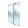 Spacepro Classic 2-Door Framed Sliding Mirror Wardrobe Doors White Frame Mirror Panel 1489 X 2260mm -ClearAmber shop 5338F P