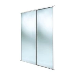 Spacepro Classic 2-Door Framed Sliding Mirror Wardrobe Doors White Frame Mirror Panel 1489 X 2260mm