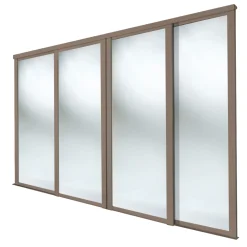 Spacepro Shaker 4-Door Sliding Wardrobe Door Kit Stone Grey Frame Mirror Panel 2290 X 2260mm
