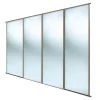 Spacepro Classic 4-Door Sliding Wardrobe Door Kit Stone Grey Frame Mirror Panel 2978 X 2260mm -ClearAmber shop 537GK P
