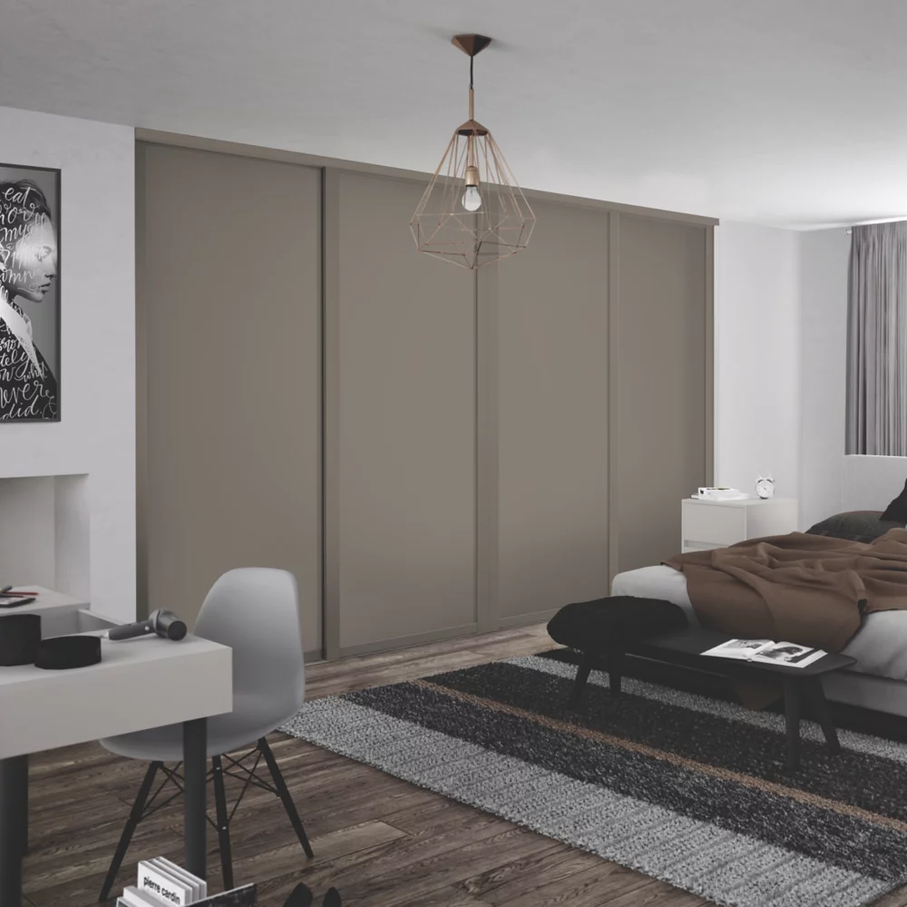 Spacepro Shaker 4-Door Sliding Wardrobe Door Kit Stone Grey Frame Stone Grey Panel 2898 X 2260mm 4 Spacepro Shaker 4-Door Sliding Wardrobe Door Kit Stone Grey Frame Stone Grey Panel 2898 X 2260mm - Image 2