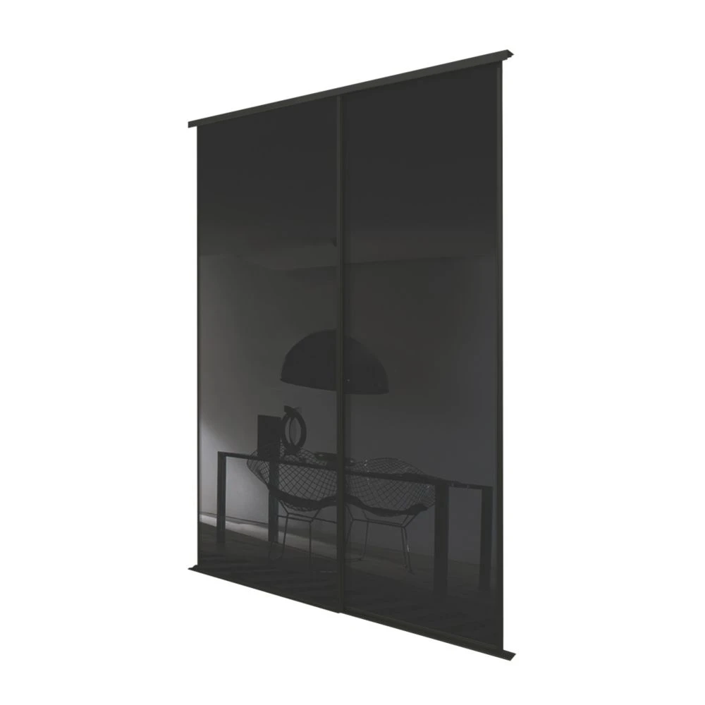 Spacepro Classic 2-Door Framed Glass Sliding Wardrobe Doors Black Frame Black Panel 1793 X 2260mm 4 Spacepro Classic 2-Door Framed Glass Sliding Wardrobe Doors Black Frame Black Panel 1793 X 2260mm - Image 2