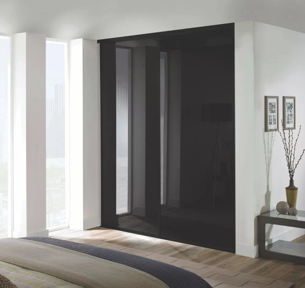 Spacepro Classic 2-Door Framed Glass Sliding Wardrobe Doors Black Frame Black Panel 1793 X 2260mm 6 Spacepro Classic 2-Door Framed Glass Sliding Wardrobe Doors Black Frame Black Panel 1793 X 2260mm - Image 4