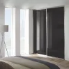 Spacepro Classic 2-Door Framed Glass Sliding Wardrobe Doors Black Frame Black Panel 1793 X 2260mm -ClearAmber shop 5399F P