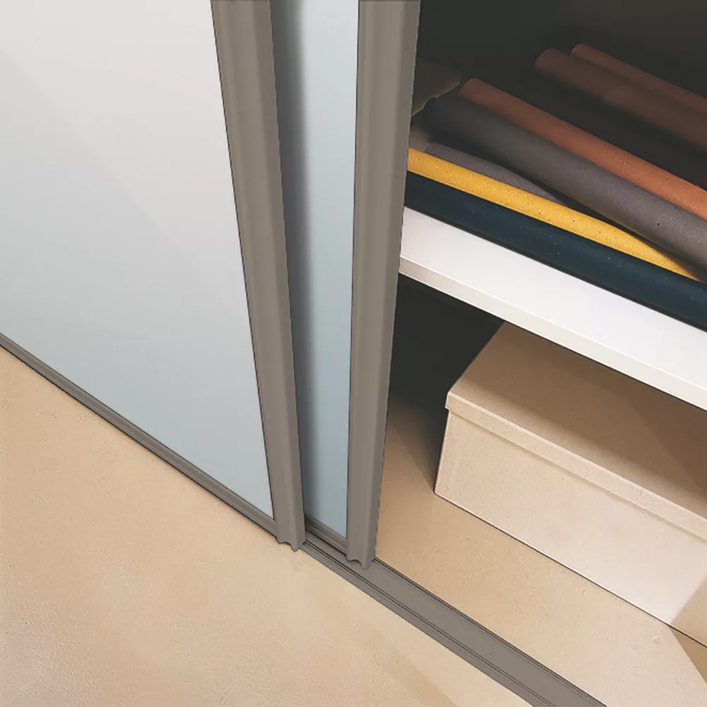 Spacepro Classic 4-Door Sliding Wardrobe Door Kit Stone Grey Frame Mirror Panel 2370 X 2260mm 5 Spacepro Classic 4-Door Sliding Wardrobe Door Kit Stone Grey Frame Mirror Panel 2370 X 2260mm - Image 3