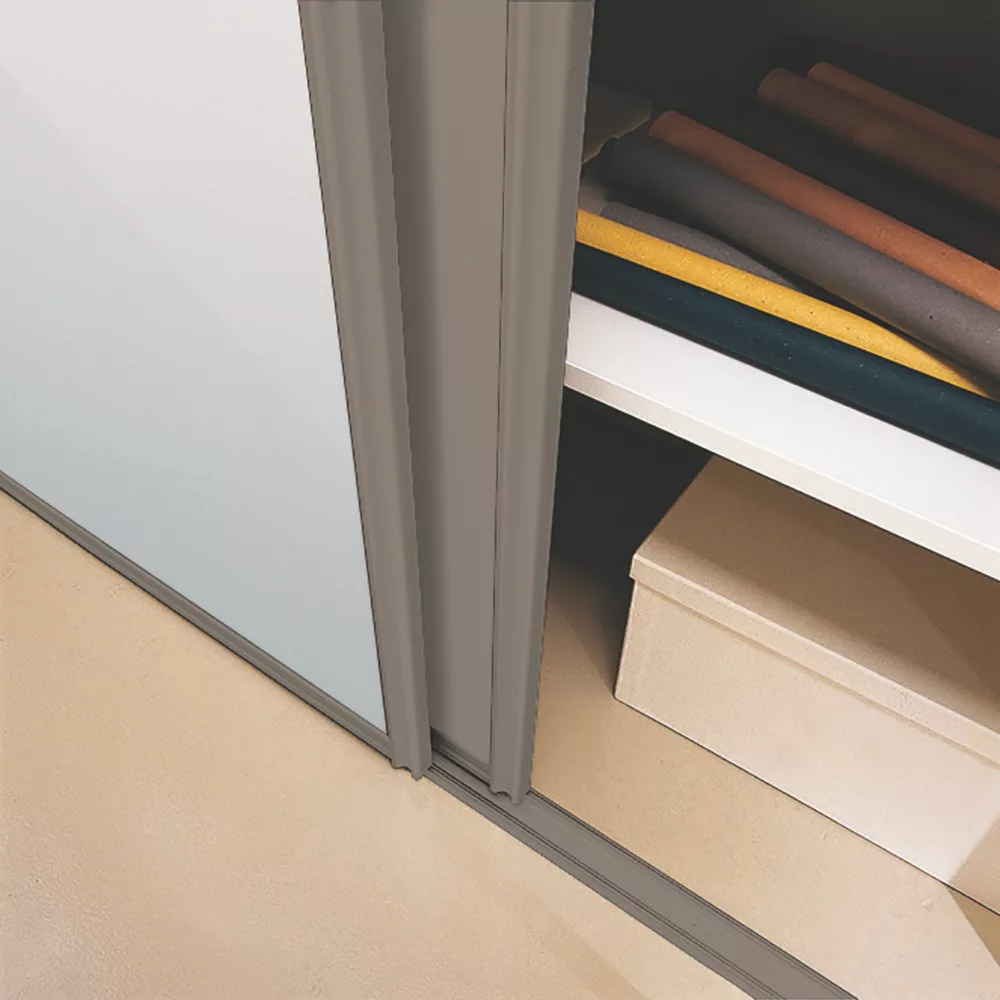 Spacepro Classic 4-Door Sliding Wardrobe Door Kit Stone Grey Frame Stone Grey / Mirror Panel 2370 X 2260mm 5 Spacepro Classic 4-Door Sliding Wardrobe Door Kit Stone Grey Frame Stone Grey / Mirror Panel 2370 X 2260mm - Image 3