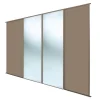 Spacepro Classic 4-Door Sliding Wardrobe Door Kit Stone Grey Frame Stone Grey / Mirror Panel 2370 X 2260mm -ClearAmber shop 545GK P