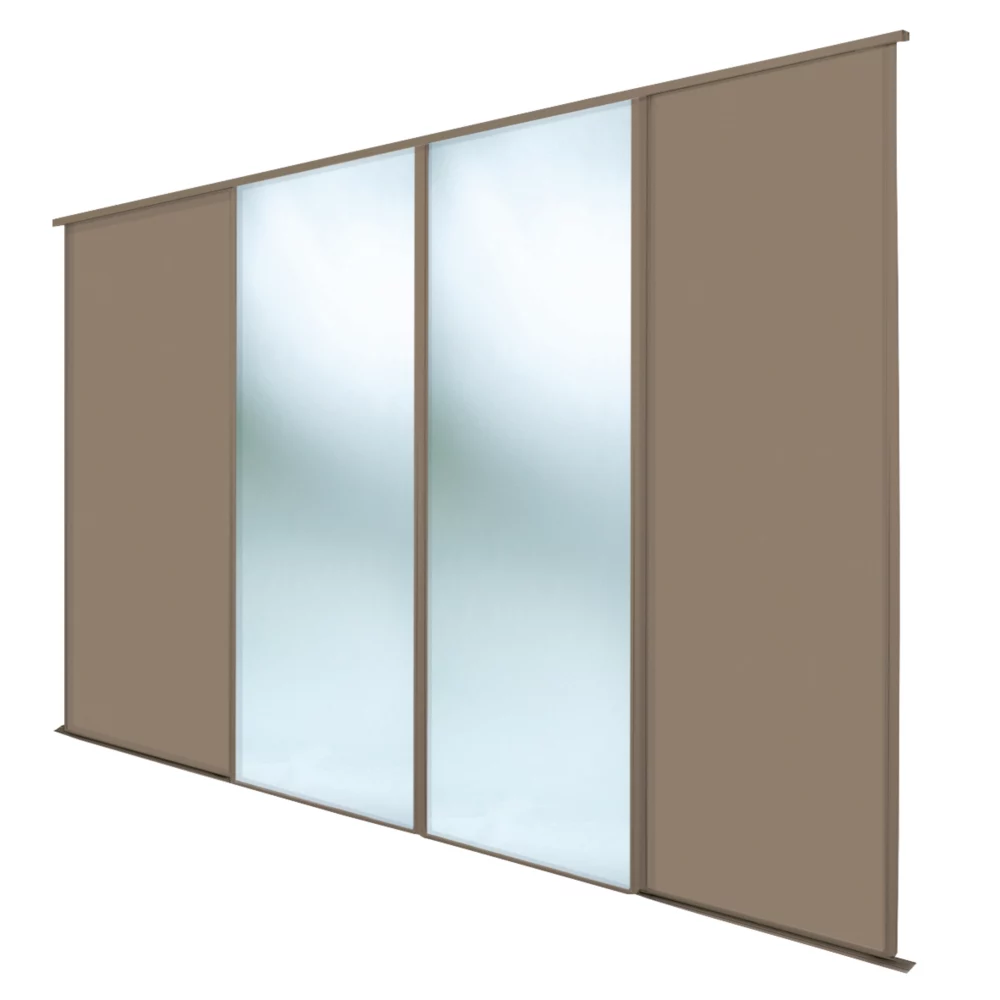 Spacepro Classic 4-Door Sliding Wardrobe Door Kit Stone Grey Frame Stone Grey / Mirror Panel 2370 X 2260mm 3 Spacepro Classic 4-Door Sliding Wardrobe Door Kit Stone Grey Frame Stone Grey / Mirror Panel 2370 X 2260mm
