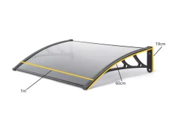 Greenhurst Easy Fit Door Canopy Black 1 X 0.6 X 0.23m -ClearAmber shop 5603V A2