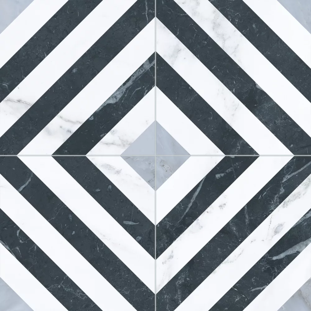 Marquis Diamante White / Grey / Black Porcelain Tile 331.5 X 331.5mm 12 Pack 4 Marquis Diamante White / Grey / Black Porcelain Tile 331.5 X 331.5mm 12 Pack - Image 2