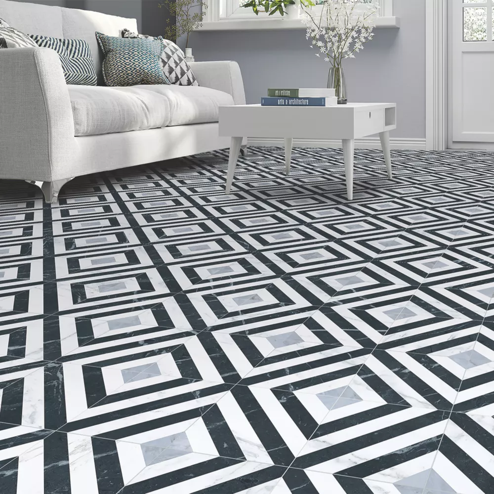 Marquis Diamante White / Grey / Black Porcelain Tile 331.5 X 331.5mm 12 Pack 6 Marquis Diamante White / Grey / Black Porcelain Tile 331.5 X 331.5mm 12 Pack - Image 4