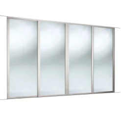 Spacepro 4-Door Sliding Wardrobe Door Kit Dove Grey Frame Mirror Panel 2898 X 2260mm -ClearAmber shop 577KF A1