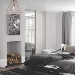 Spacepro Classic 2-Door Sliding Wardrobe Door Kit Cashmere Frame Cashmere / Mirror Panel 1793 X 2260mm -ClearAmber shop 588GK A1