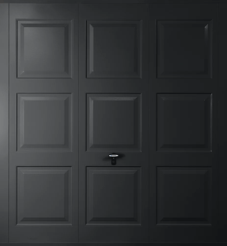 Gliderol Georgian 7' 6" X 6' 6" Non-Insulated Frameless Steel Up & Over Garage Door Jet Black 3 Gliderol Georgian 7' 6" X 6' 6" Non-Insulated Frameless Steel Up & Over Garage Door Jet Black