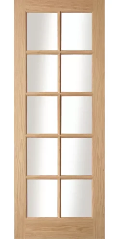 Jeld-Wen 10-Clear Light Unfinished Oak Veneer Wooden 10-Panel Internal Door 1981 X 838mm -ClearAmber shop 603JK A1