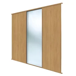 Spacepro Classic 3-Door Sliding Wardrobe Door Kit Oak Frame Oak / Mirror Panel 2216 X 2260mm