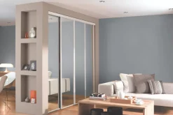 Spacepro Classic 4-Door Framed Sliding Mirror Wardrobe Doors White Frame Mirror Panel 2978 X 2260mm -ClearAmber shop 6106F A2