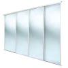 Spacepro Classic 4-Door Framed Sliding Mirror Wardrobe Doors White Frame Mirror Panel 2978 X 2260mm -ClearAmber shop 6106F P