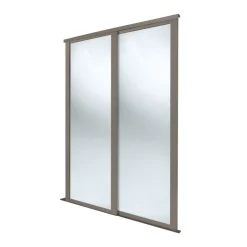 Spacepro Shaker 2-Door Sliding Wardrobe Door Kit Stone Grey Frame Mirror Panel 1449 X 2260mm