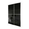 Spacepro Minimalist 2-Door Sliding Wardrobe Door Kit Silver Frame Black Glass Panel 1512 X 2260mm -ClearAmber shop 621GP P