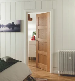 Jeld-Wen Unfinished Oak Veneer Wooden 4-Panel Shaker Internal Door 1981 X 838mm -ClearAmber shop 6230F A1