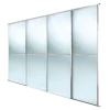 Spacepro Minimalist 4-Door Sliding Wardrobe Door Kit Silver Frame Mirror Panel 2416 X 2260mm -ClearAmber shop 624GP P
