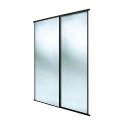 Spacepro Classic 2-Door Framed Sliding Wardrobe Doors Black Frame Mirror Panel 1793 X 2260mm