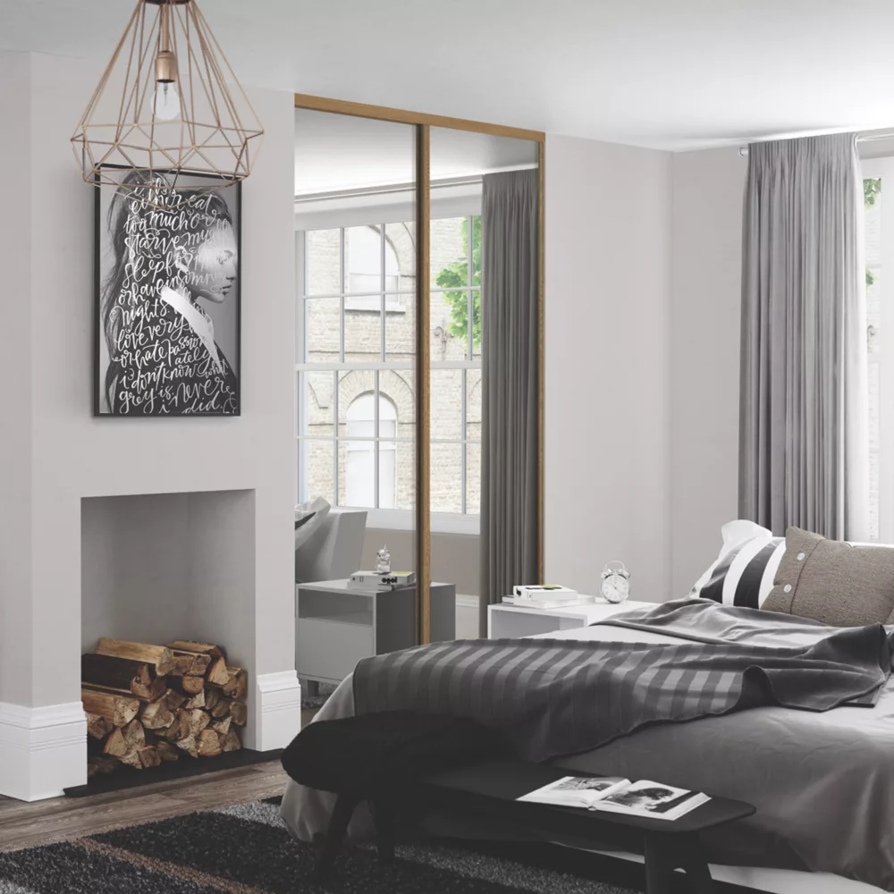 Spacepro Classic 2-Door Sliding Wardrobe Door Kit Oak Frame Mirror Panel 1793 X 2260mm 4 Spacepro Classic 2-Door Sliding Wardrobe Door Kit Oak Frame Mirror Panel 1793 X 2260mm - Image 2