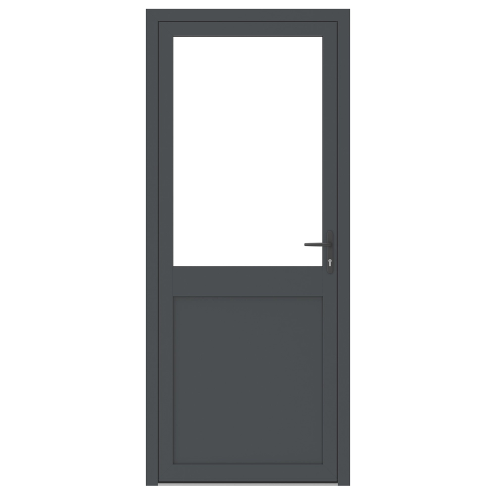 Crystal 1-Panel 1-Light Left-Hand Opening Anthracite Grey Aluminium Back Door 2090 X 920mm 3 Crystal 1-Panel 1-Light Left-Hand Opening Anthracite Grey Aluminium Back Door 2090 X 920mm