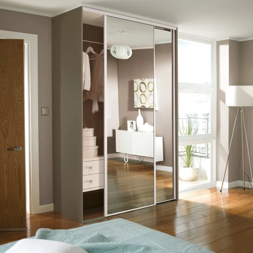 Spacepro Classic 2-Door Framed Sliding Mirror Wardrobe Doors White Frame Mirror Panel 1793 X 2260mm 5 Spacepro Classic 2-Door Framed Sliding Mirror Wardrobe Doors White Frame Mirror Panel 1793 X 2260mm - Image 3