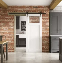 Jeld-Wen Grange 1-Clear Light Primed White Wooden Cottage Internal Sliding Barn Door 2073 X 862mm