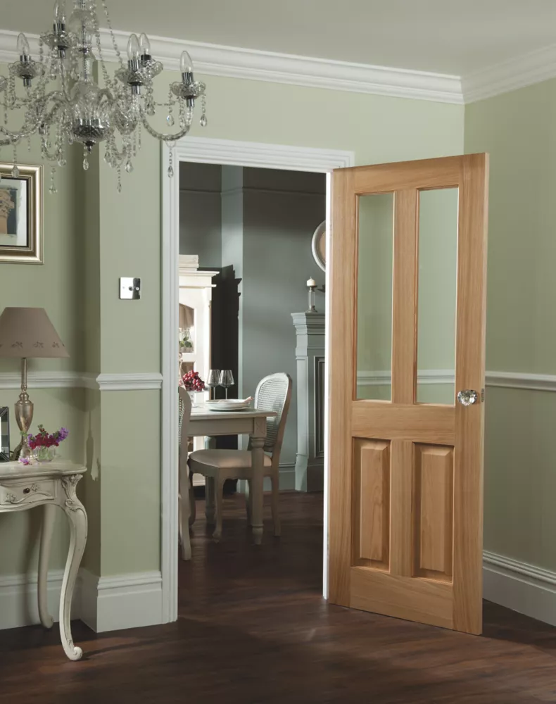 Jeld-Wen Oregon 2-Clear Light Unfinished Oak Veneer Wooden 4-Panel Internal Door 1981 X 762mm 4 Jeld-Wen Oregon 2-Clear Light Unfinished Oak Veneer Wooden 4-Panel Internal Door 1981 X 762mm - Image 2