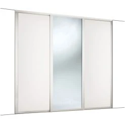 Spacepro 3-Door Sliding Wardrobe Door Kit White Frame White / Mirror Panel 2136 X 2260mm -ClearAmber shop 711KF A1