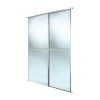 Spacepro Minimalist 2-Door Sliding Wardrobe Door Kit Silver Frame Mirror Panel 1208 X 2260mm -ClearAmber shop 714GP P