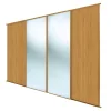 Spacepro Classic 4-Door Sliding Wardrobe Door Kit Oak Frame Oak / Mirror Panel 2978 X 2260mm -ClearAmber shop 720GK P