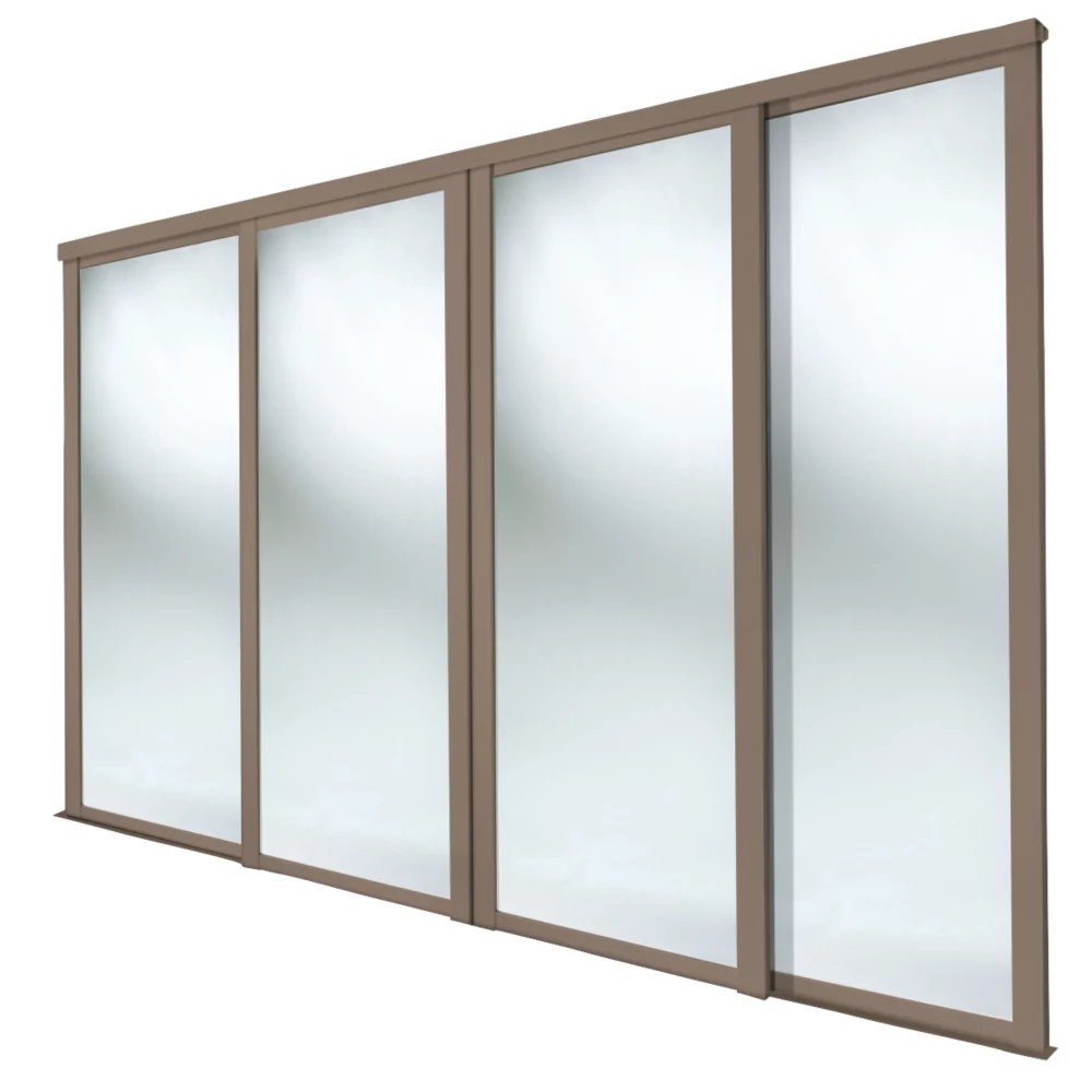 Spacepro Shaker 4-Door Sliding Wardrobe Door Kit Stone Grey Frame Mirror Panel 2898 X 2260mm 3 Spacepro Shaker 4-Door Sliding Wardrobe Door Kit Stone Grey Frame Mirror Panel 2898 X 2260mm