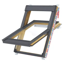 Keylite Manual Centre-Pivot Grey & Pine Timber Roof Window Clear 780 X 980mm
