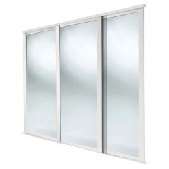 Spacepro Shaker 3-Door Sliding Wardrobe Door Kit Cashmere Frame Mirror Panel 1680 X 2260mm