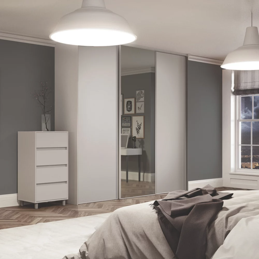 Spacepro Classic 3-Door Sliding Wardrobe Door Kit Cashmere Frame Cashmere / Mirror Panel 2216 X 2260mm 4 Spacepro Classic 3-Door Sliding Wardrobe Door Kit Cashmere Frame Cashmere / Mirror Panel 2216 X 2260mm - Image 2
