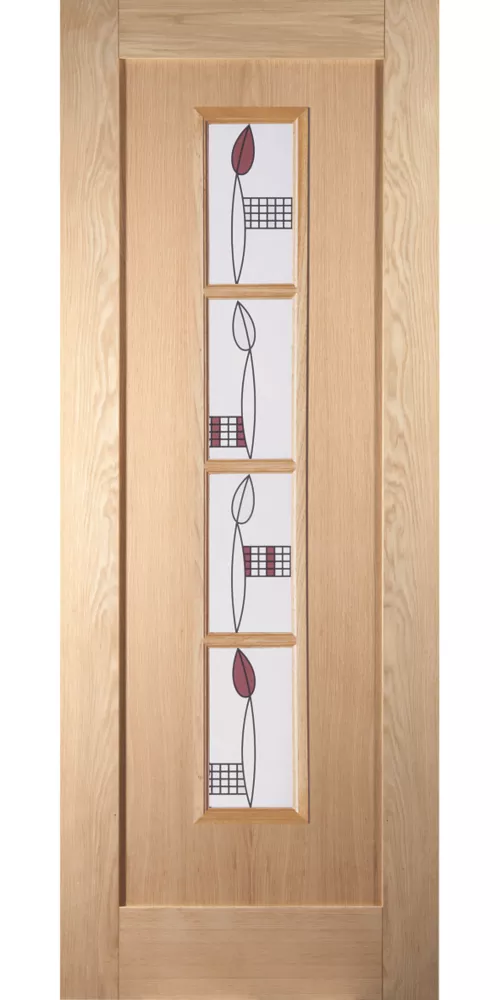 Jeld-Wen Mackintosh 4-Semi-Translucent Light Unfinished Oak Veneer Wooden 4-Panel Internal Door 1981 X 686mm 4 Jeld-Wen Mackintosh 4-Semi-Translucent Light Unfinished Oak Veneer Wooden 4-Panel Internal Door 1981 X 686mm - Image 2