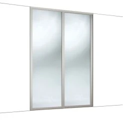 Spacepro 2-Door Sliding Wardrobe Door Kit Dove Grey Frame Mirror Panel 1449 X 2260mm -ClearAmber shop 838KF A1