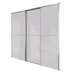 Spacepro Minimalist 3-Door Sliding Wardrobe Door Kit Silver Frame Light Grey Panel 1806 X 2260mm