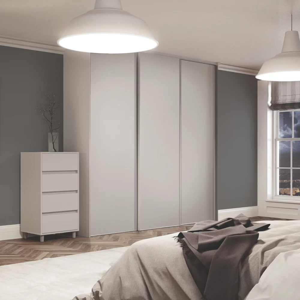 Spacepro Classic 3-Door Sliding Wardrobe Door Kit Cashmere Frame Cashmere Panel 1760 X 2260mm 4 Spacepro Classic 3-Door Sliding Wardrobe Door Kit Cashmere Frame Cashmere Panel 1760 X 2260mm - Image 2