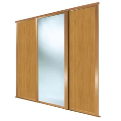 Spacepro Shaker 4-Door Sliding Wardrobe Door Kit Oak Frame Oak / Mirror Panel 2898 X 2260mm