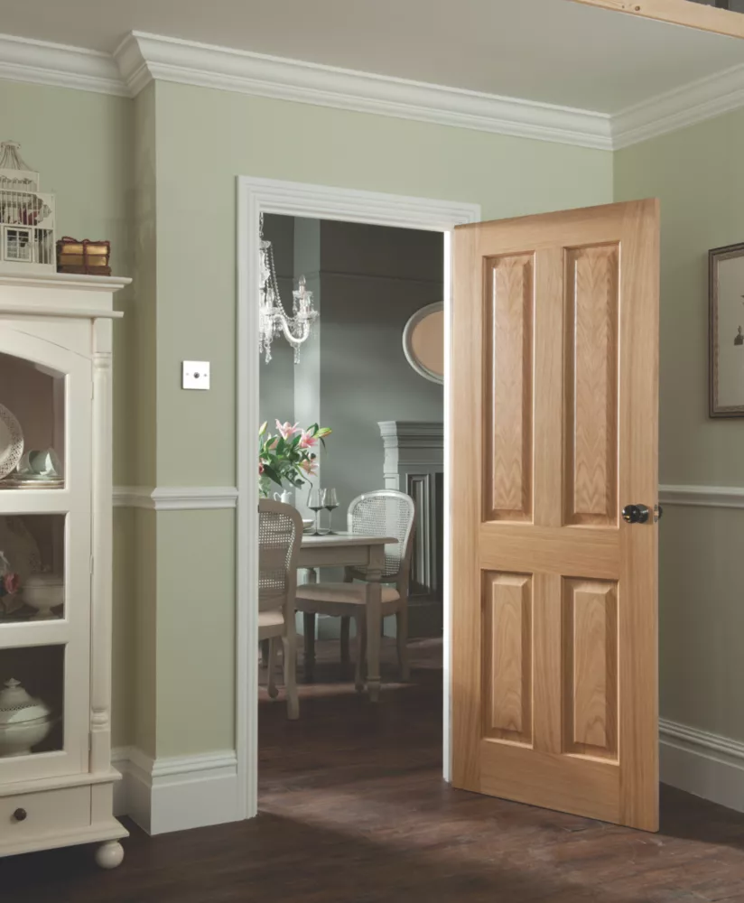 Jeld-Wen Oregon Unfinished Oak Veneer Wooden 4-Panel Internal Door 2040 X 726mm 4 Jeld-Wen Oregon Unfinished Oak Veneer Wooden 4-Panel Internal Door 2040 X 726mm - Image 2