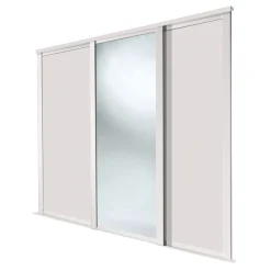 Spacepro Shaker 3-Door Sliding Wardrobe Door Kit Cashmere Frame Cashmere / Mirror Panel 1680 X 2260mm
