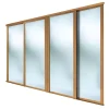 Spacepro Shaker 4-Door Framed Sliding Wardrobe Mirror Doors Oak Frame Mirror Panel 2898 X 2260mm -ClearAmber shop 8904F P