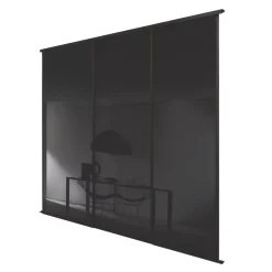 Spacepro Classic 3-Door Framed Glass Sliding Wardrobe Doors Black Frame Black Panel 2216 X 2260mm