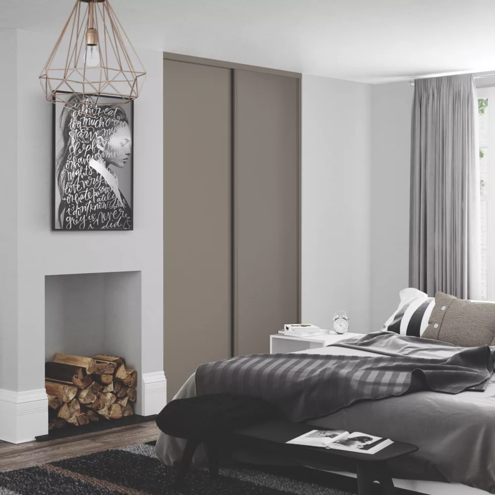 Spacepro Classic 2-Door Sliding Wardrobe Door Kit Stone Grey Frame Stone Grey Panel 1185 X 2260mm 4 Spacepro Classic 2-Door Sliding Wardrobe Door Kit Stone Grey Frame Stone Grey Panel 1185 X 2260mm - Image 2